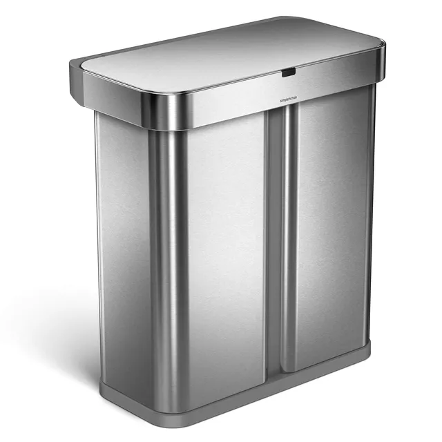 simplehuman-cestino-rettangolare-a-doppio-scomparto-58-l-34-24-con-sensore-di-mo image 1