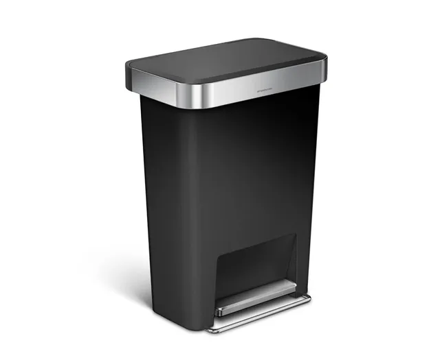 simplehuman-studio-45l-pattumiera-rettangolare-con-pedale-e-liner-pocket-acciaio image 1