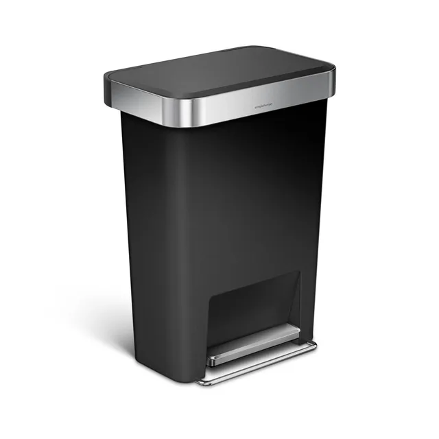 simplehuman-45l-plastic-rectangular-step-can-con-liner-pocket-pattumiera-a-pedal image 1