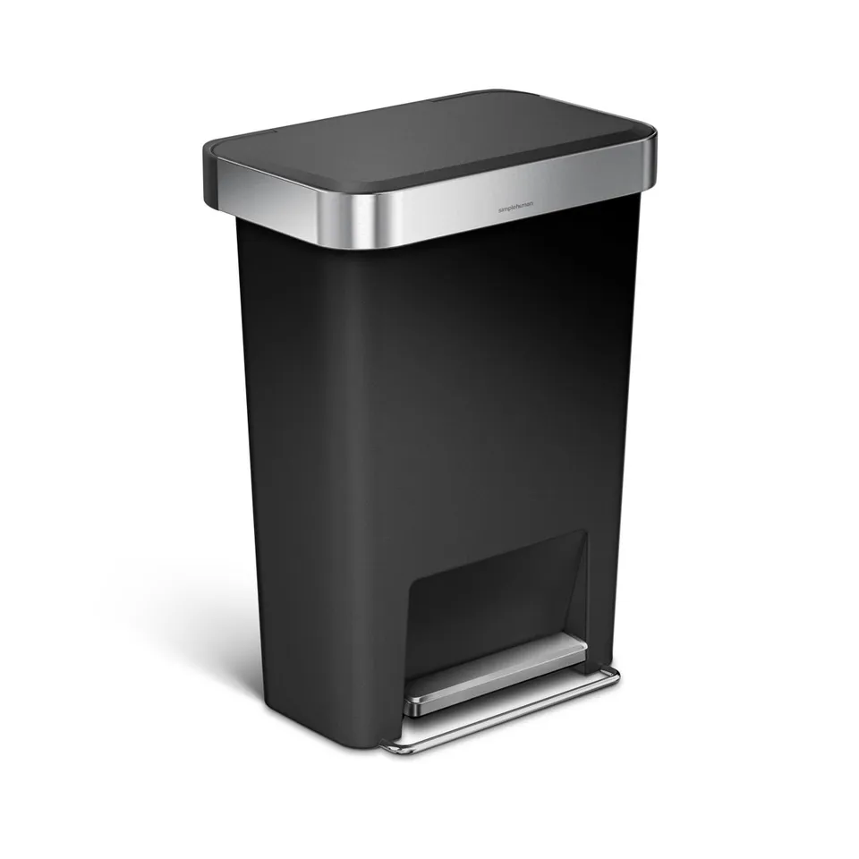 simplehuman-45l-plastic-rectangular-step-can-con-liner-pocket-pattumiera-a-pedal image 1