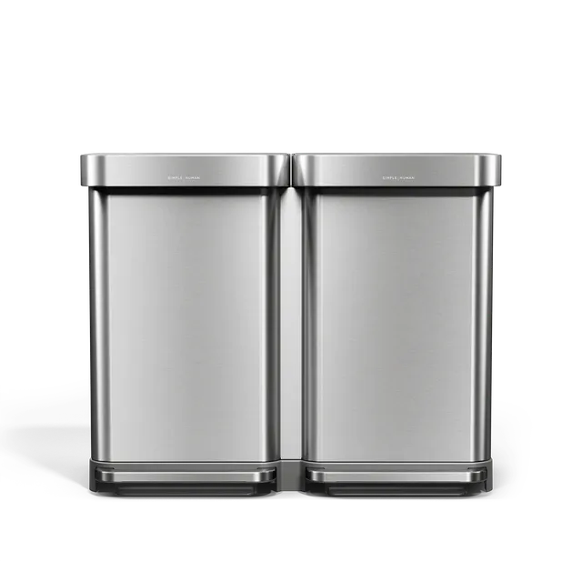 simplehuman-90l-step-recycler-riciclatore-a-pedale-dual-compartment-in-acciaio-i image 1