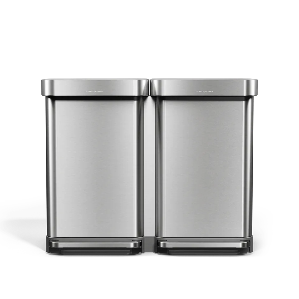 simplehuman-90l-step-recycler-riciclatore-a-pedale-dual-compartment-in-acciaio-i image 1