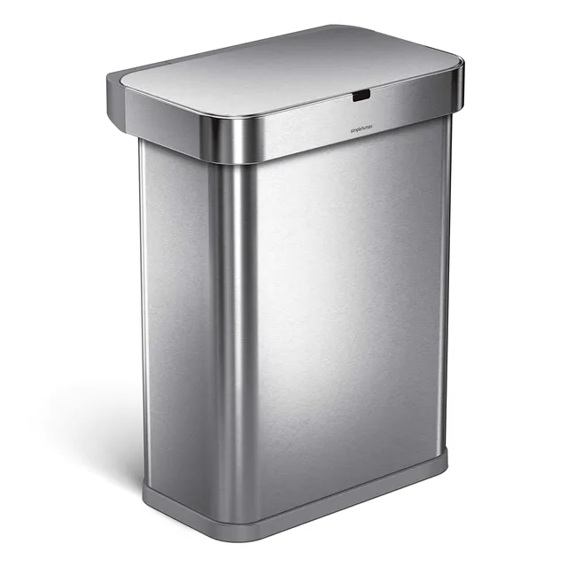 simplehuman-cestino-rettangolare-sensore-con-comandi-vocale-e-movimento-acciaio- image 1