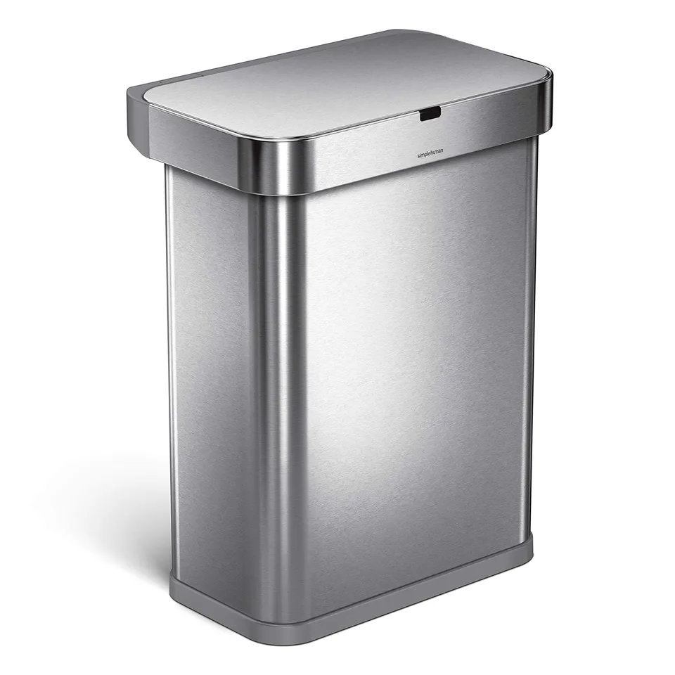 simplehuman-cestino-rettangolare-sensore-con-comandi-vocale-e-movimento-acciaio- image 1