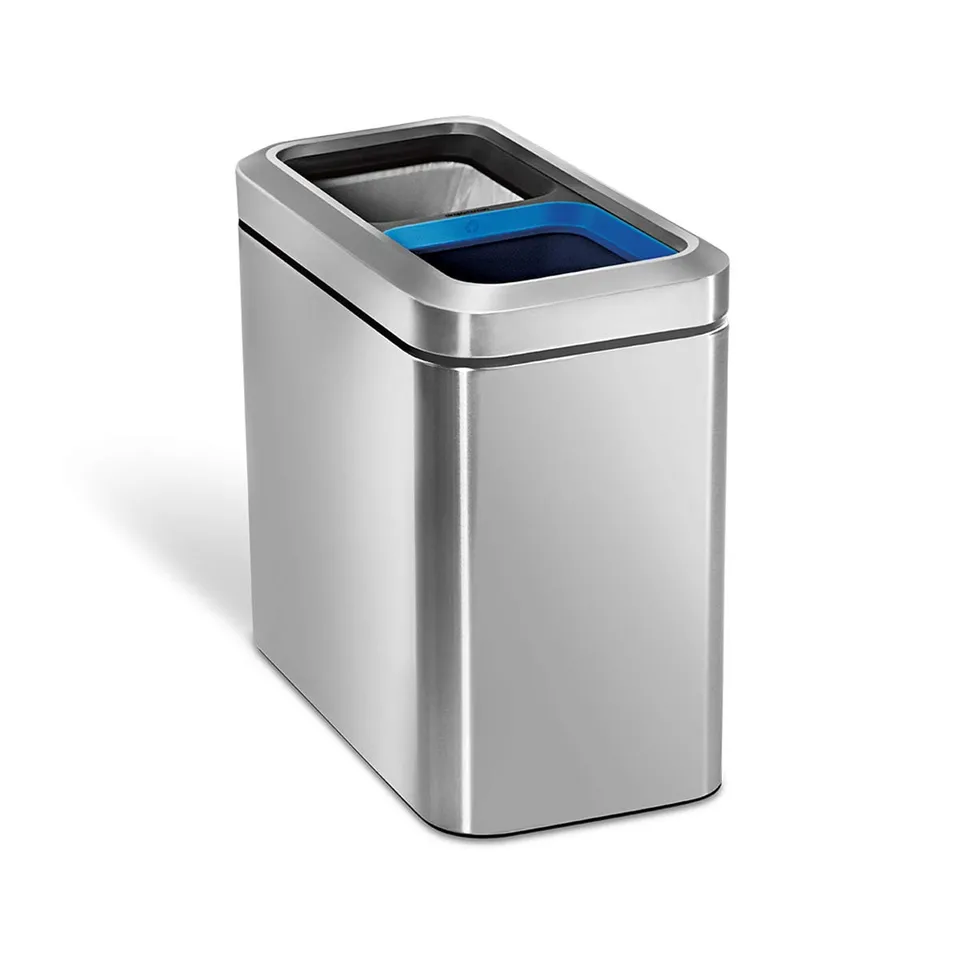 simplehuman-20l-dual-compartment-slim-open-can-cestino-open-top-a-due-scomparti- image 1