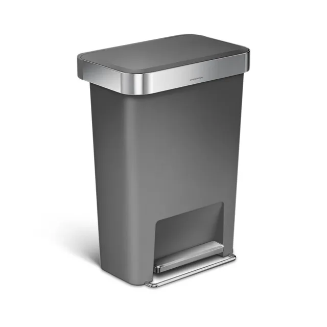 simplehuman-cw1396-cestino-a-pedale-rettangolare-45l-in-plastica-con-tasca-porta image 1