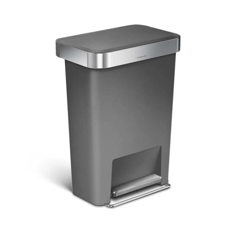 simplehuman-cw1396-cestino-a-pedale-rettangolare-45l-in-plastica-con-tasca-porta image 1