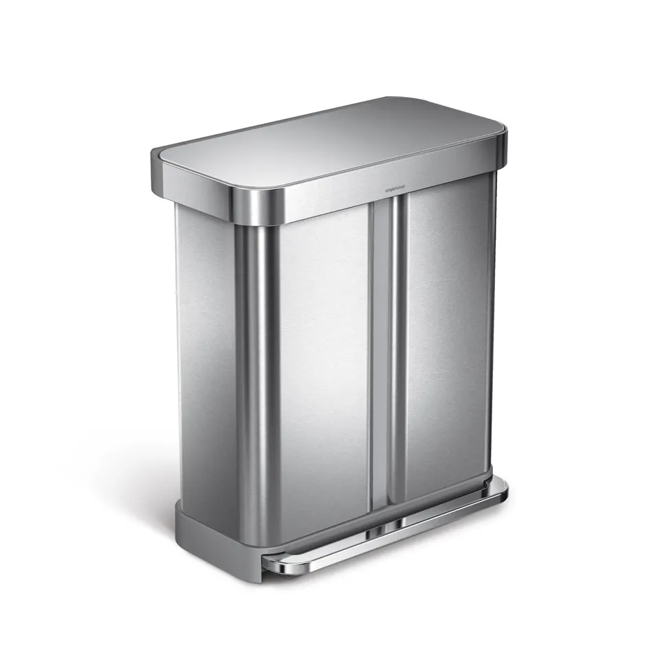 simplehuman-cw2025-cestino-doppio-scomparto-con-pedale-e-porta-sacchetti-58l-34- image 1