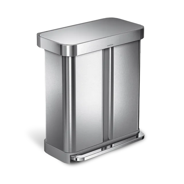 simplehuman-58l-dual-compartment-rectangular-step-can-cestino-a-pedale-doppio-sc image 1