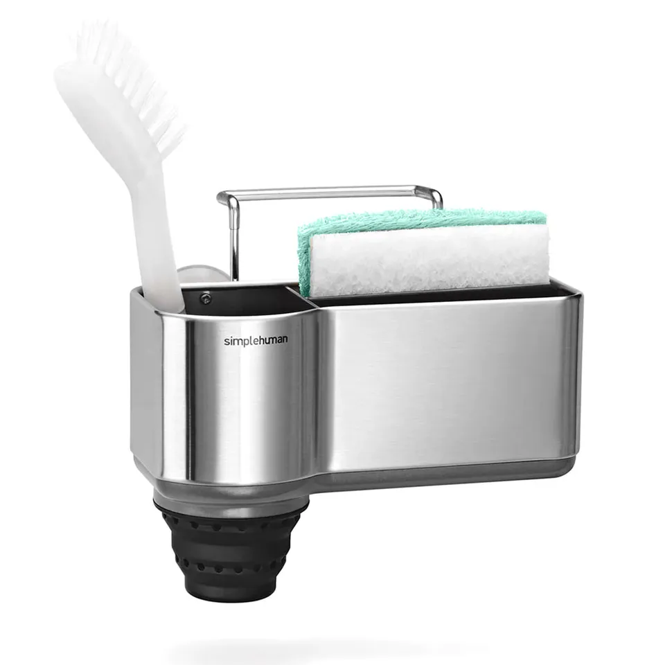 simplehuman-sink-caddy-portaspugne-da-lavello-con-ventose-e-divisori-rialzati-an image 1