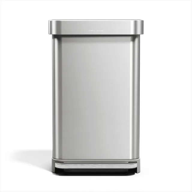 simplehuman-cw2024-cestino-rettangolare-a-pedale-45l-acciaio-inox-spazzolato-por image 1