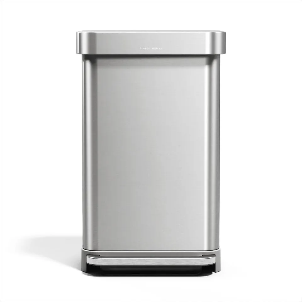 simplehuman-cw2024-cestino-rettangolare-a-pedale-45l-acciaio-inox-spazzolato-por image 1