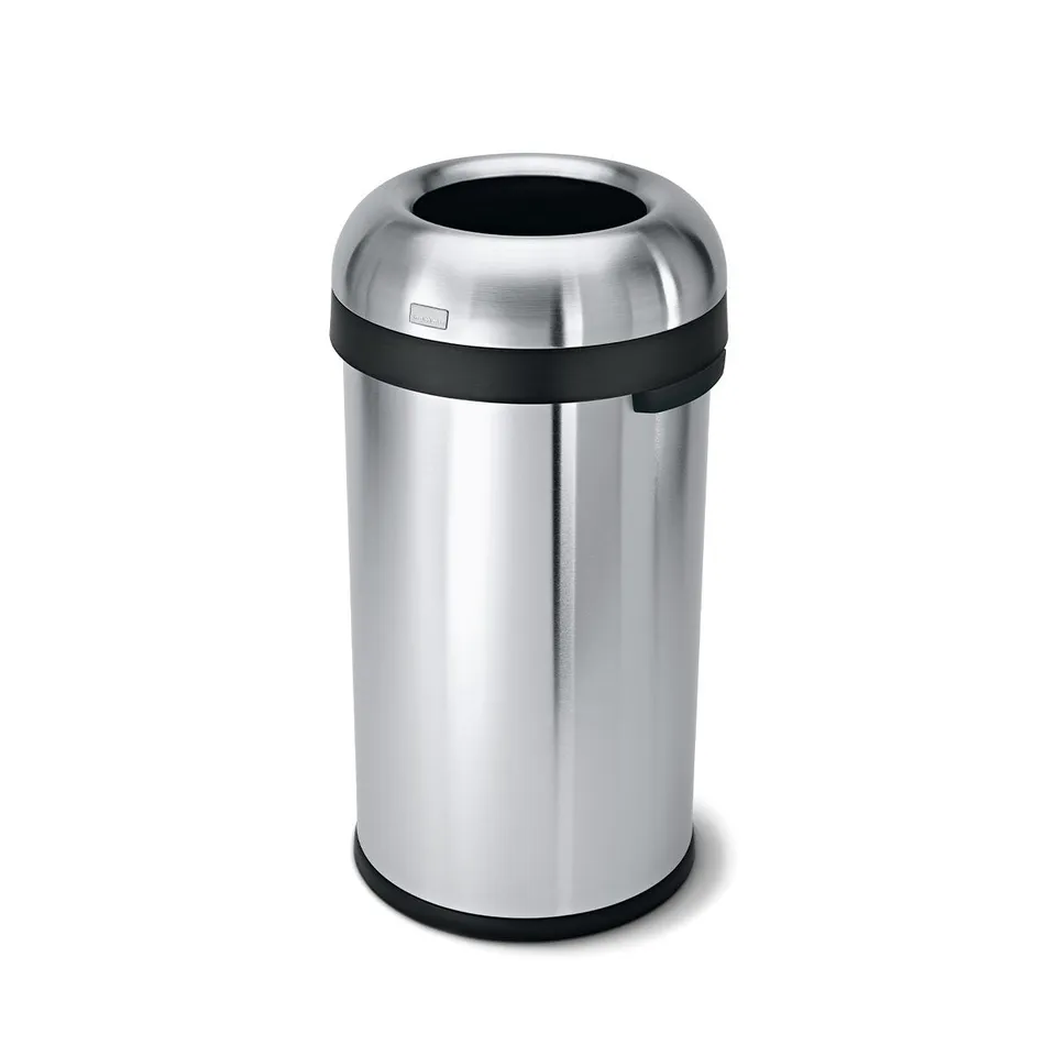 simplehuman-60l-bullet-open-can-cestino-commerciale-in-acciaio-inox-con-coperchi image 1