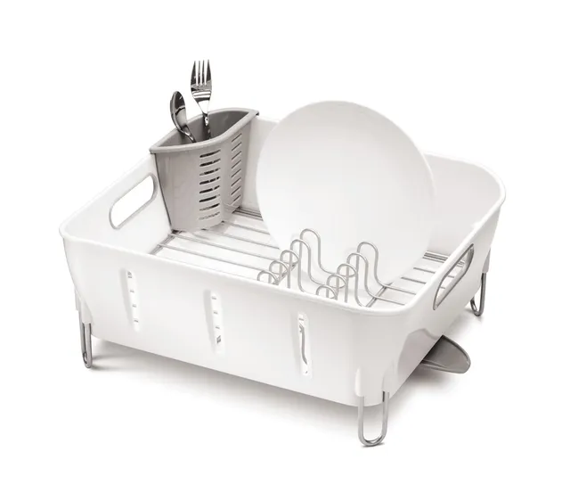 simplehuman-white-plastic-compact-dishrack-scola-piatti-compatto-in-plastica-bia image 1