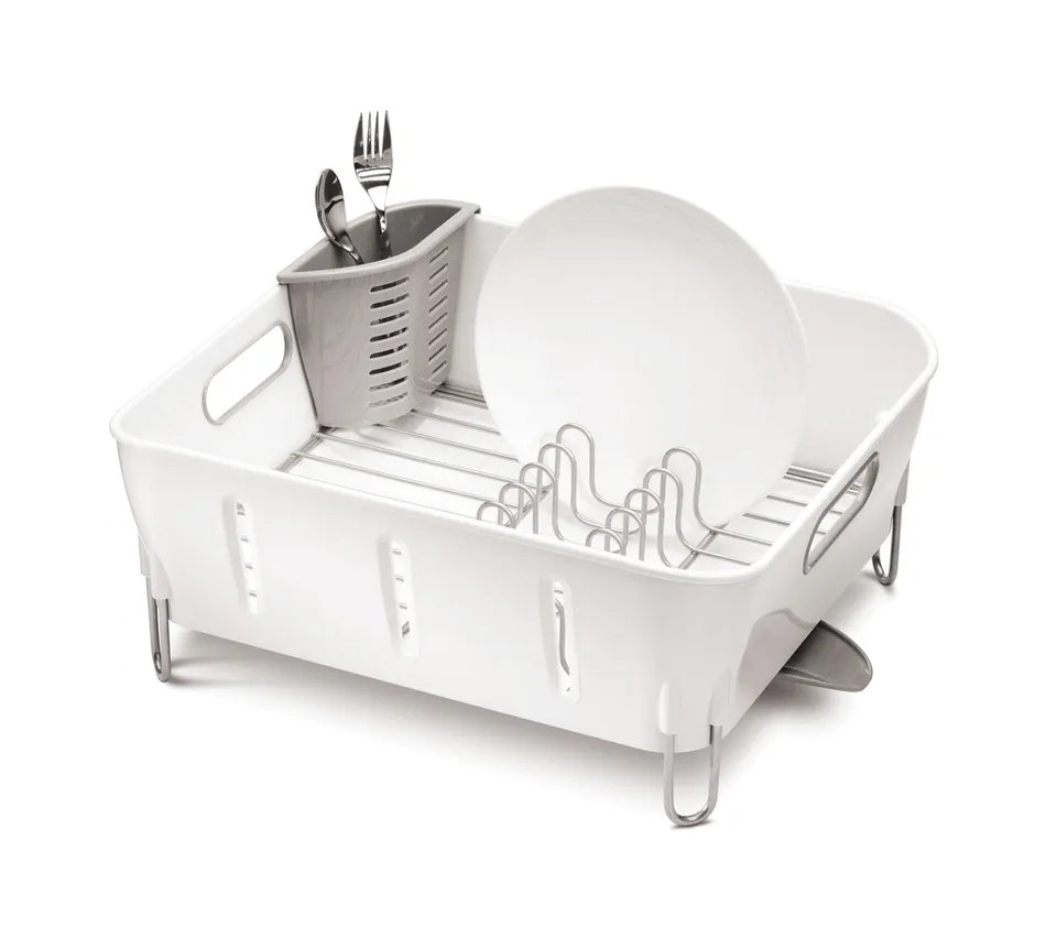 simplehuman-white-plastic-compact-dishrack-scola-piatti-compatto-in-plastica-bia image 1