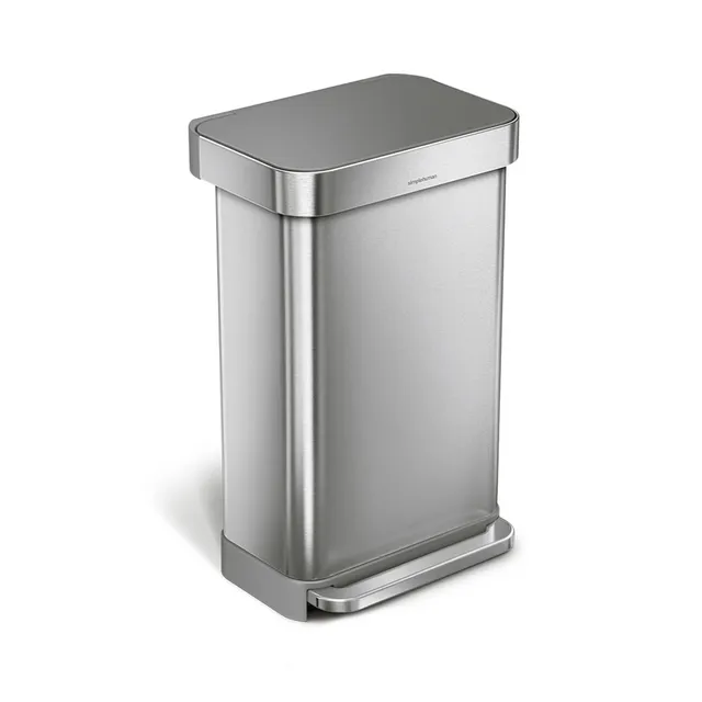 simplehuman-45l-rectangular-step-can-with-liner-pocket-cestino-a-pedale-in-accia image 1