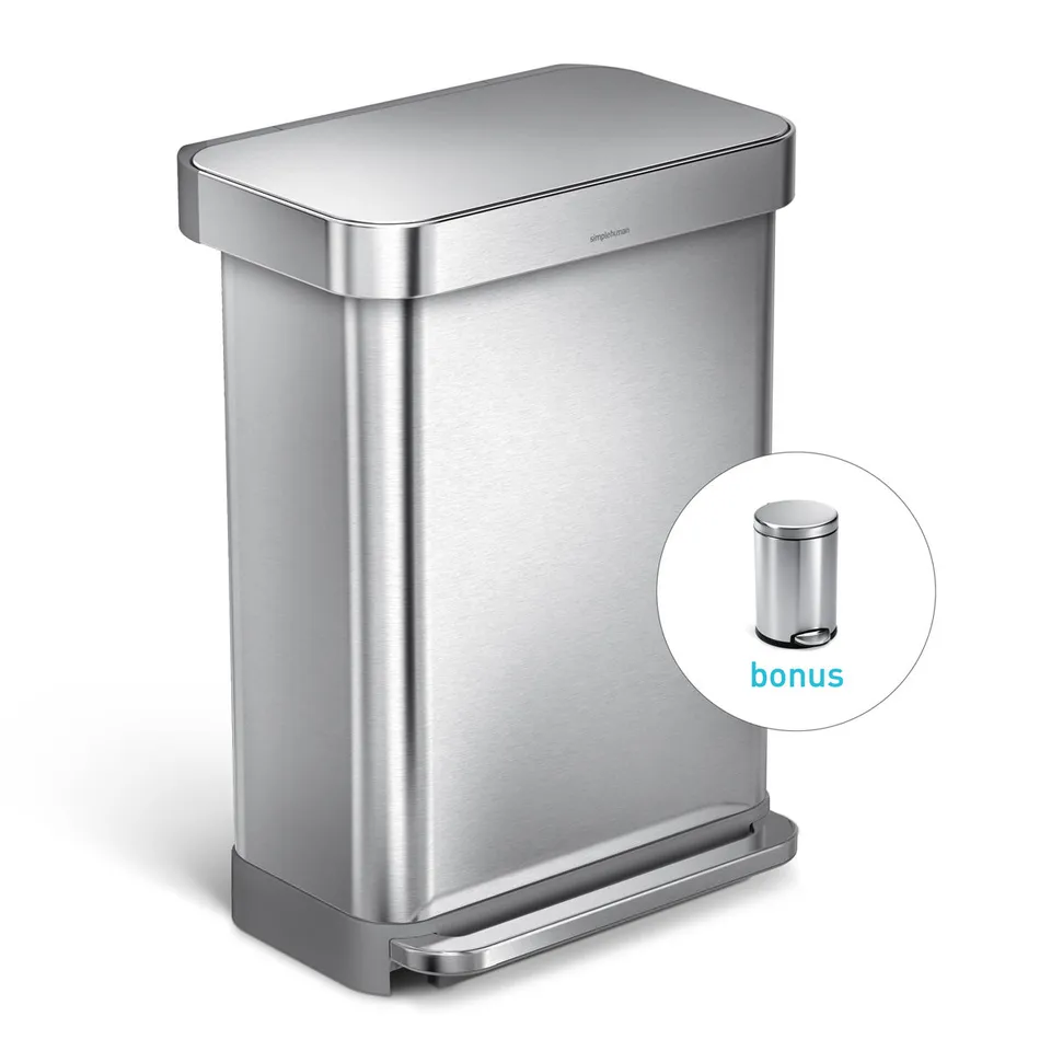simplehuman-55l-rectangular-step-can-with-liner-pocket-bonus-4-5l-cestello-retta image 1