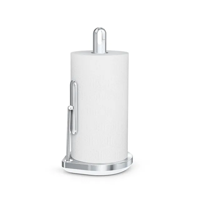 simplehuman-paper-towel-pump-brushed-with-white-trim-porta-rotolo-con-spray-inte image 1