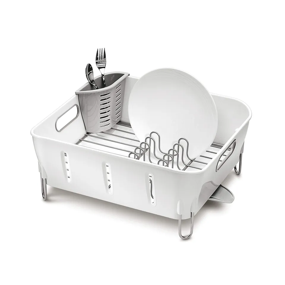 simplehuman-kt1104-scolapiatti-compatto-con-beccuccio-rotante-360-plastica-bianc image 1
