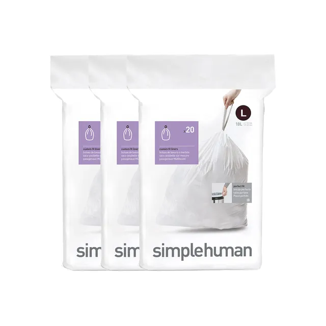 simplehuman-code-l-sacchetti-pattumiera-su-misura-3-x-confezioni-da-20-60-sacche image 1