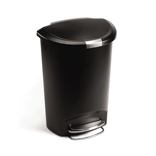 simplehuman-cestino-a-pedale-semi-rotondo-50l-in-plastica-nera-con-chiusura-slid image 1