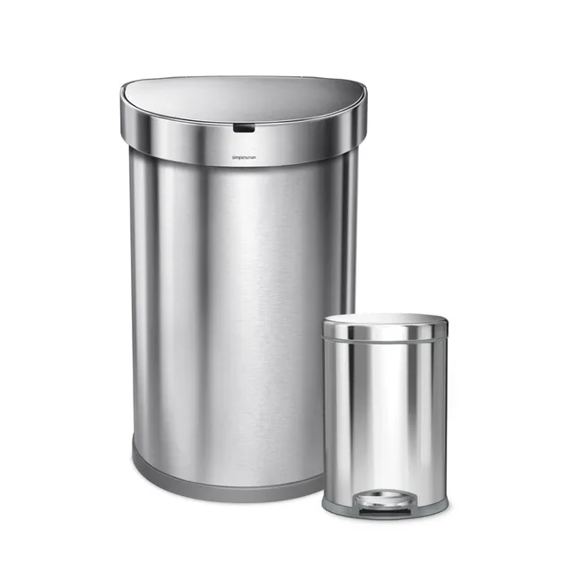 simplehuman-set-pattumiera-sensor-semi-round-45-litri-cestino-a-pedale-round-4-5 image 1