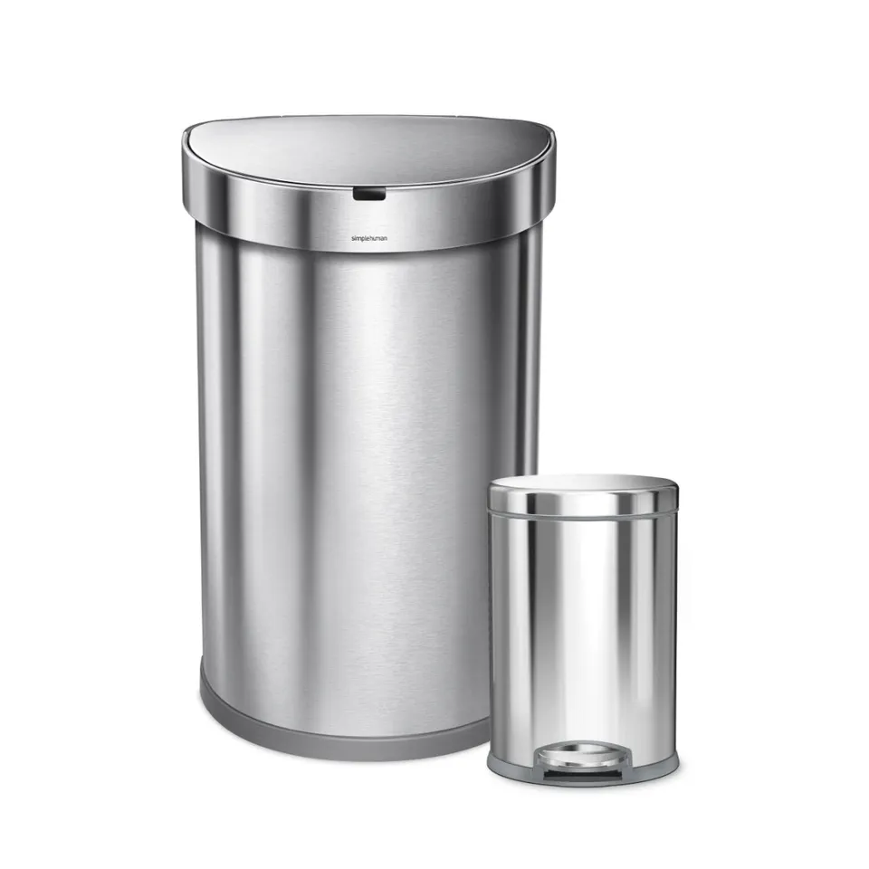 simplehuman-set-pattumiera-sensor-semi-round-45-litri-cestino-a-pedale-round-4-5 image 1