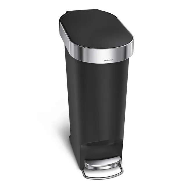 simplehuman-cw1390-cestino-sottile-a-pedale-da-cucina-40-l-plastica-nera-bordo-p image 1