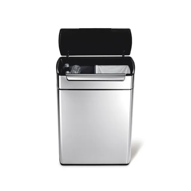 simplehuman-48l-pattumiera-doppio-vano-rettangolare-touch-bar-con-coperchio-a-ba image 1
