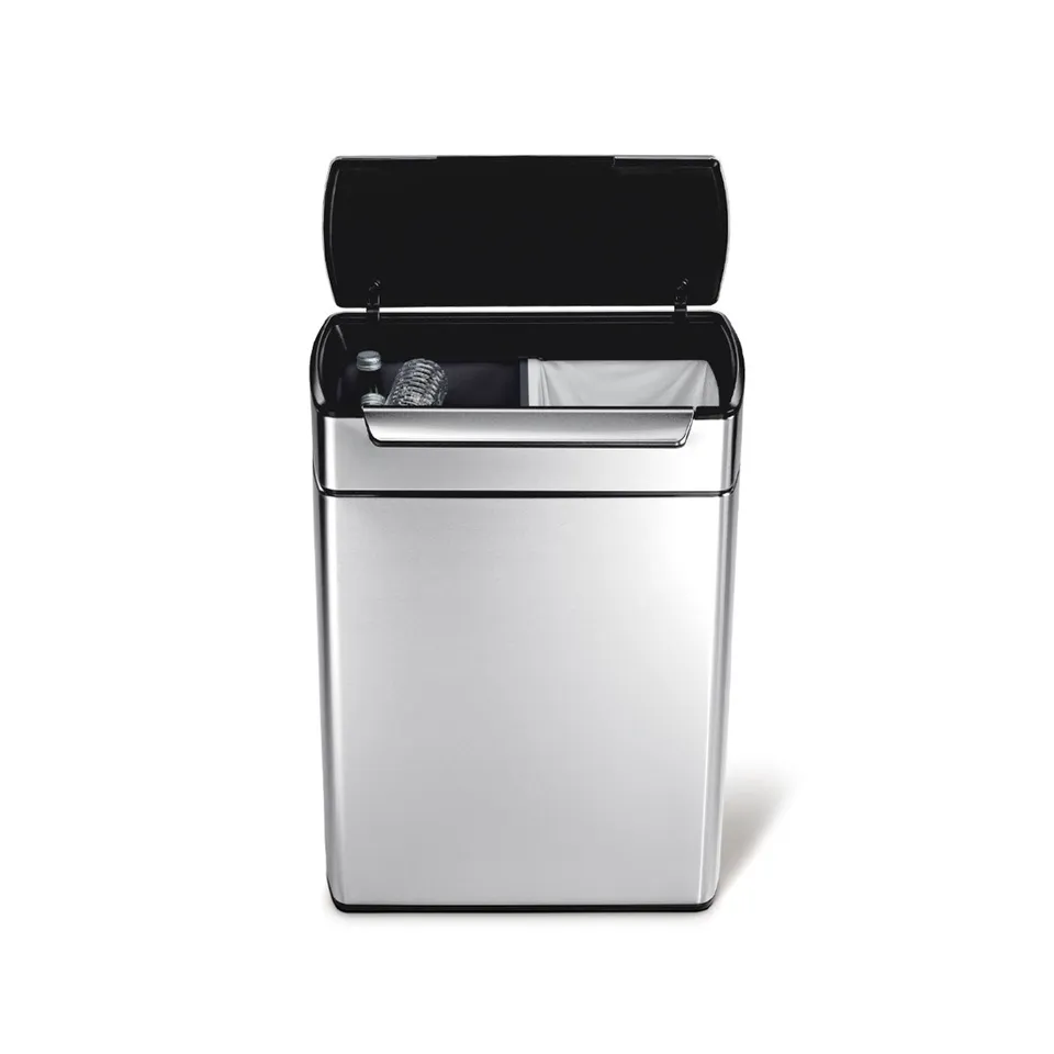 simplehuman-48l-pattumiera-doppio-vano-rettangolare-touch-bar-con-coperchio-a-ba image 1