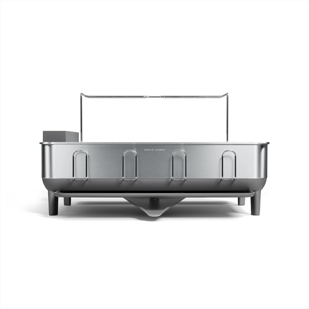 simplehuman-kt1181-scolapiatti-con-telaio-in-acciaio-inox-e-portaposate-grande-v image 1