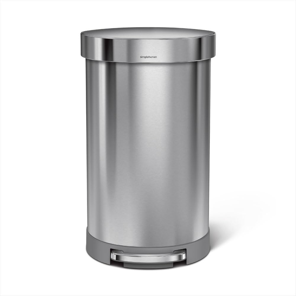 simplehuman-cw2030-cestino-pattumiera-semi-rotondo-con-pedale-45-l-acciaio-inox- image 1