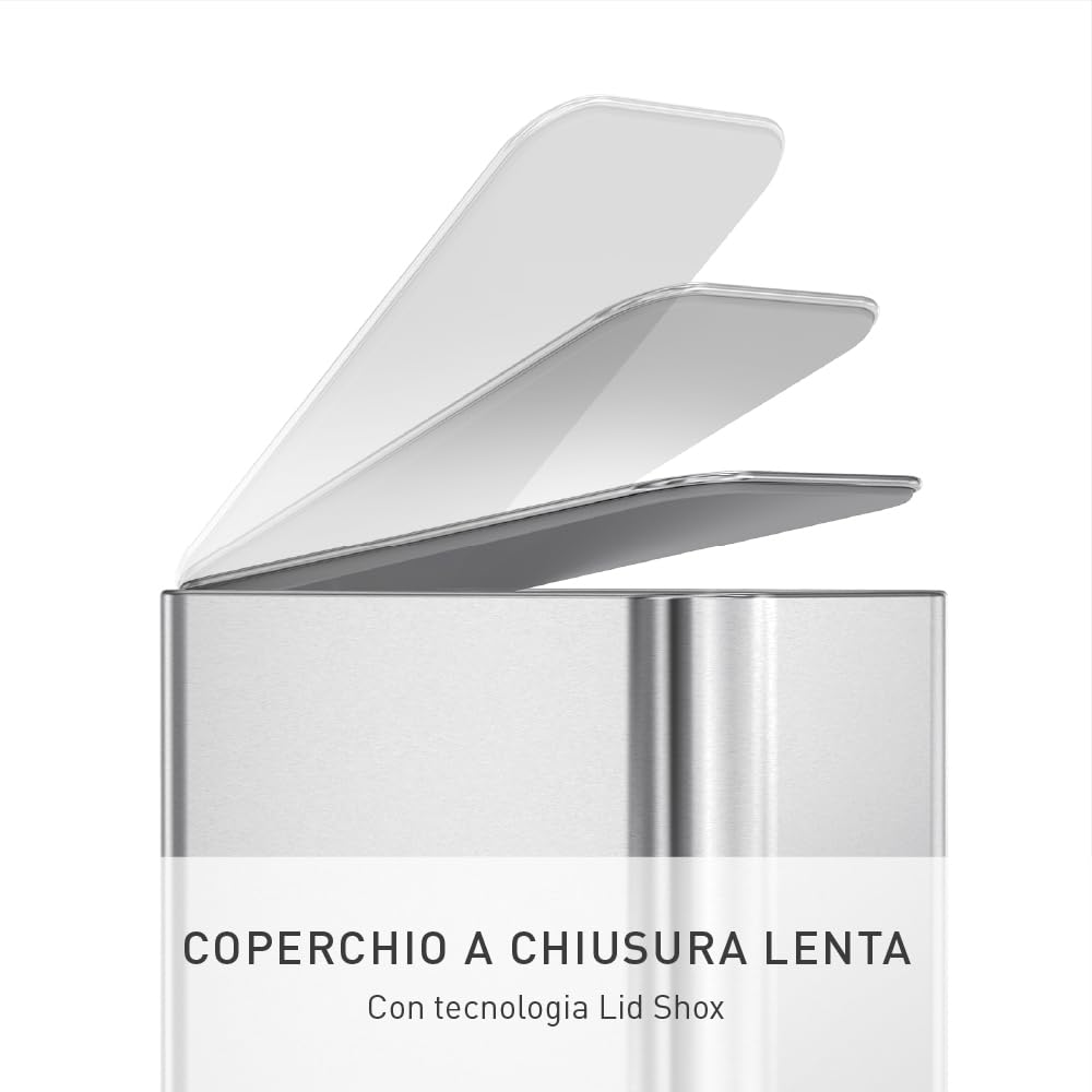 simplehuman-pattumiera-a-pedale-da-bagno-slim-in-acciaio-inox-spazzolato-5-litri image 6