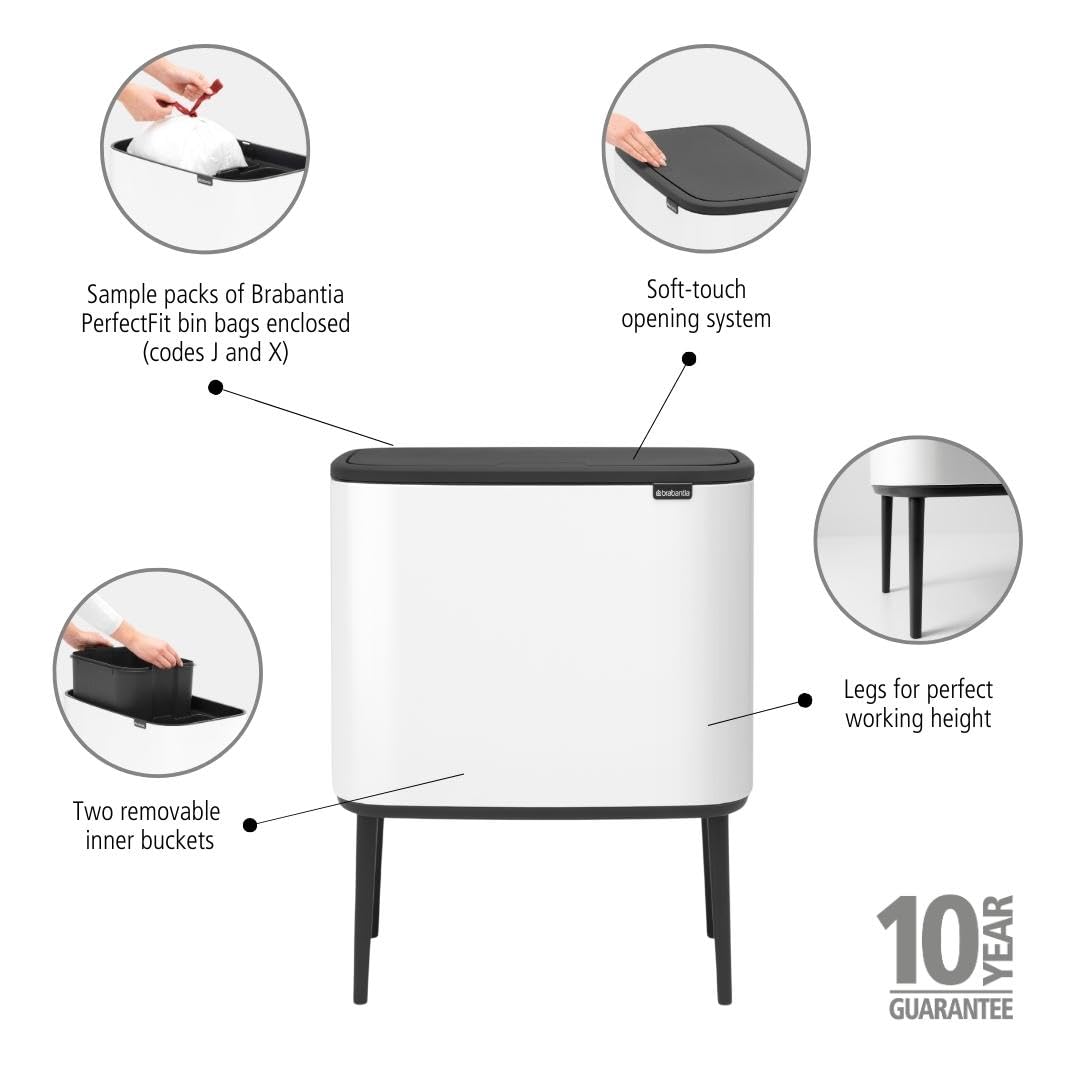 brabantia-bo-touch-bin-pattumiera-differenziata-11-23-litri-metallo-bianco-2-sec image 2