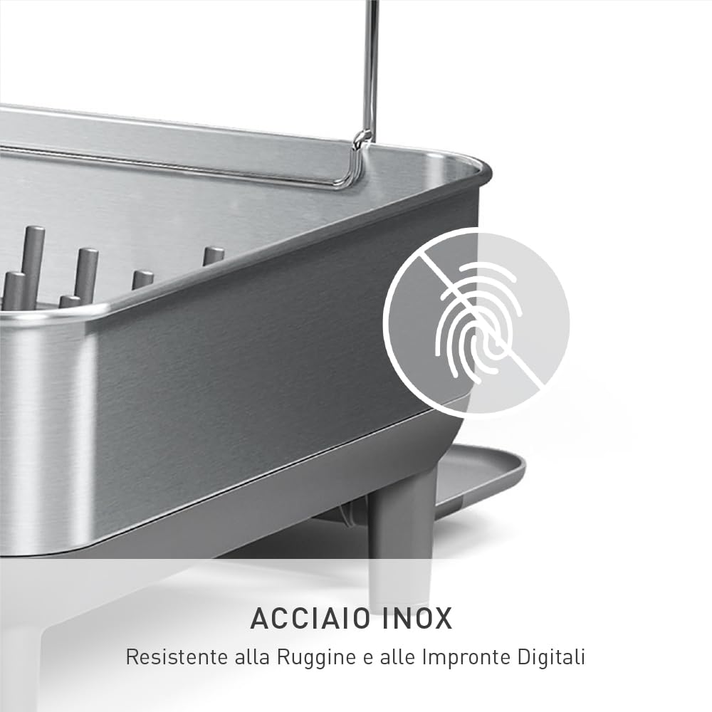 simplehuman-kt1181-scolapiatti-con-telaio-in-acciaio-inox-e-portaposate-grande-v image 6