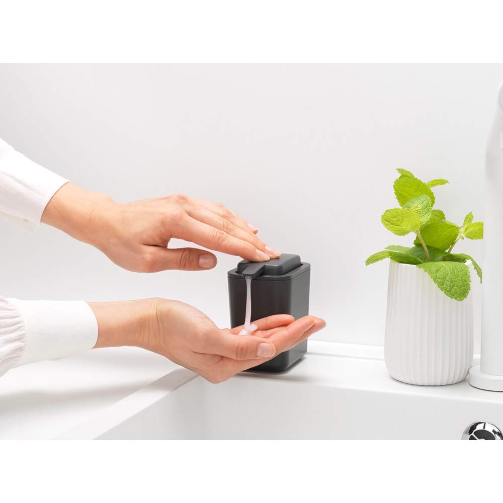 brabantia-dispenser-di-sapone-rettangolare-200-ml-grigio-scuro-antigoccia-e-mono image 5