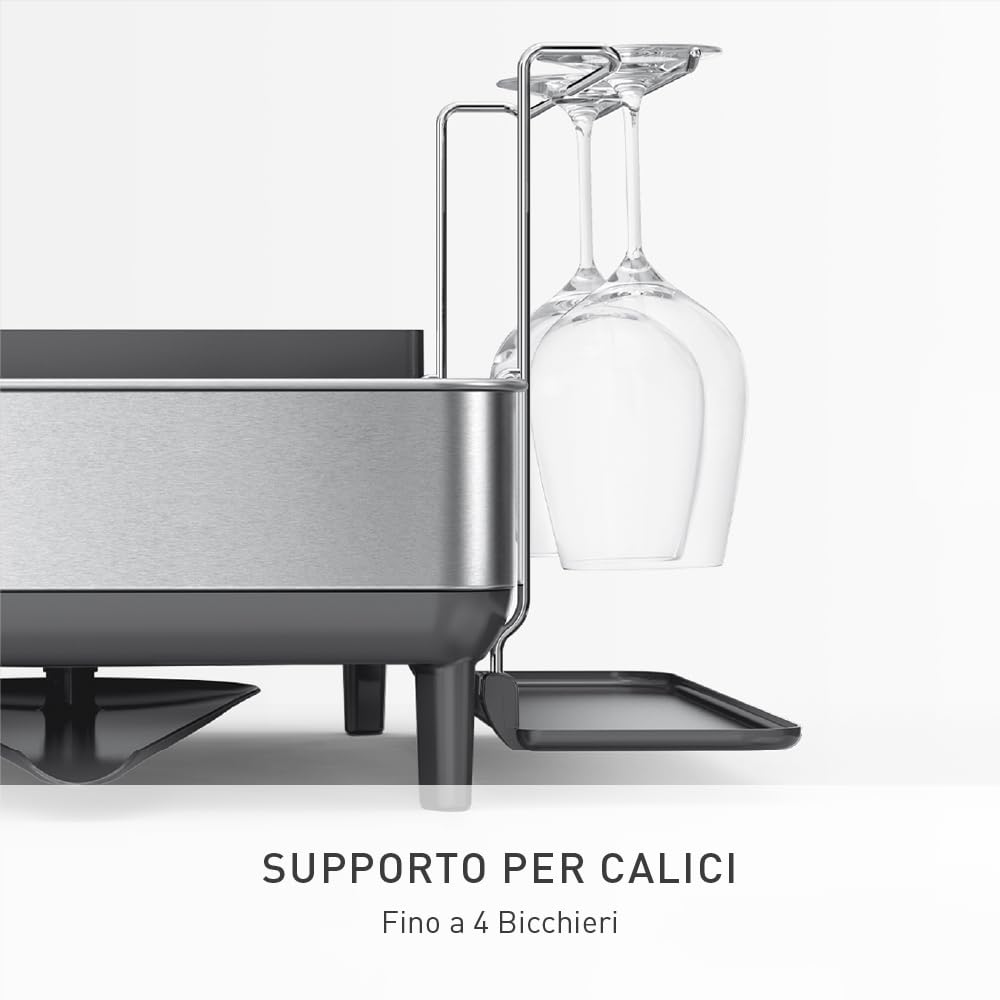 simplehuman-kt1181-scolapiatti-con-telaio-in-acciaio-inox-e-portaposate-grande-v image 5