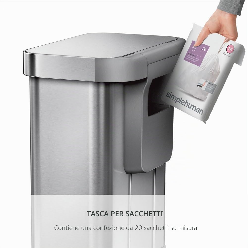simplehuman-cw2024-cestino-rettangolare-a-pedale-45l-acciaio-inox-spazzolato-por image 4