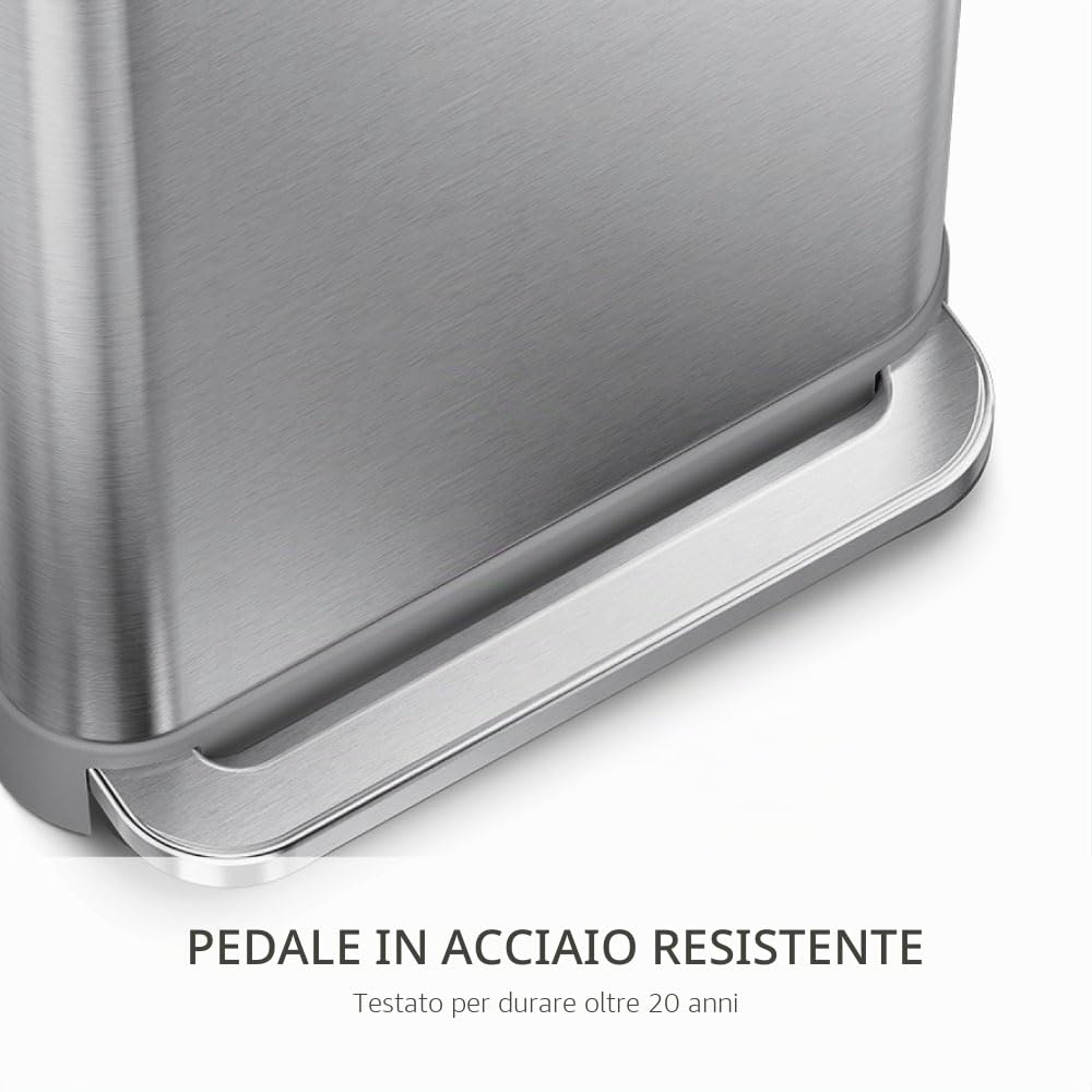simplehuman-cw2024-cestino-rettangolare-a-pedale-45l-acciaio-inox-spazzolato-por image 6