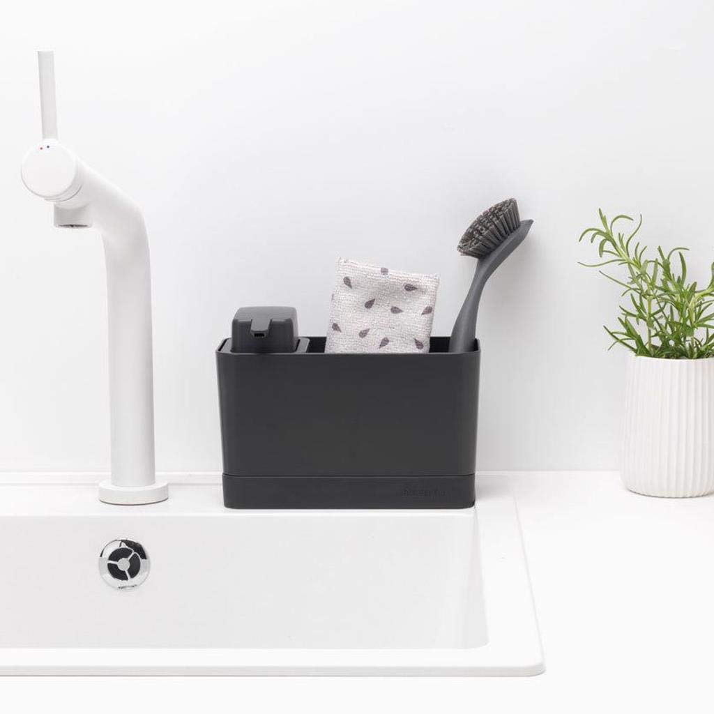 brabantia-set-organizer-per-lavello-con-dispenser-sapone-antigoccia-250-ml-grigi image 4