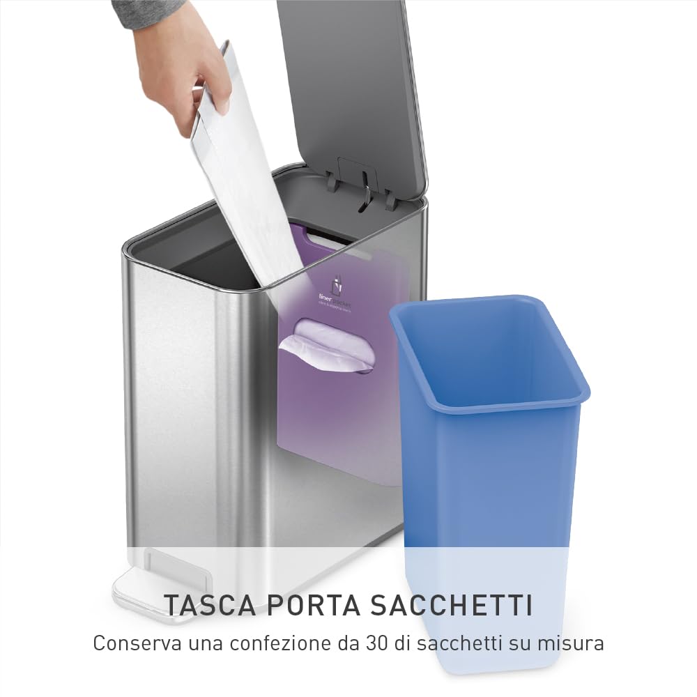 simplehuman-pattumiera-a-pedale-da-bagno-slim-in-acciaio-inox-spazzolato-5-litri image 3