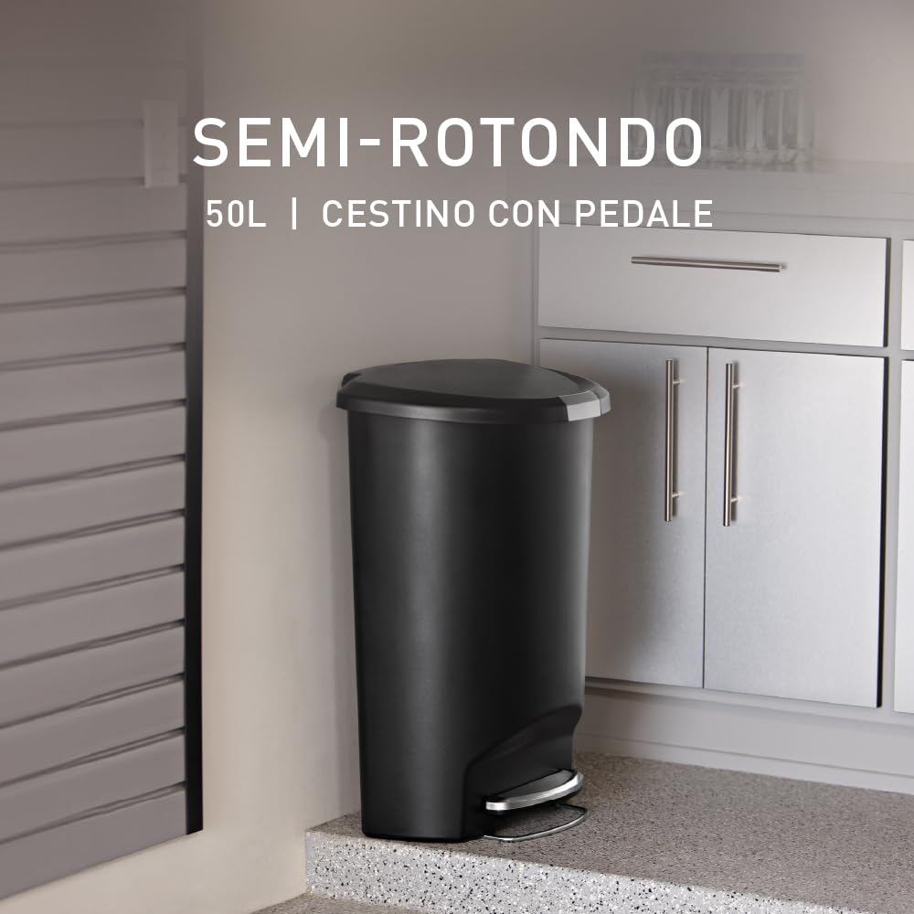 simplehuman-cw1355-cestino-pattumiera-semi-rotondo-con-pedale-cucina-plastica-ne image 2