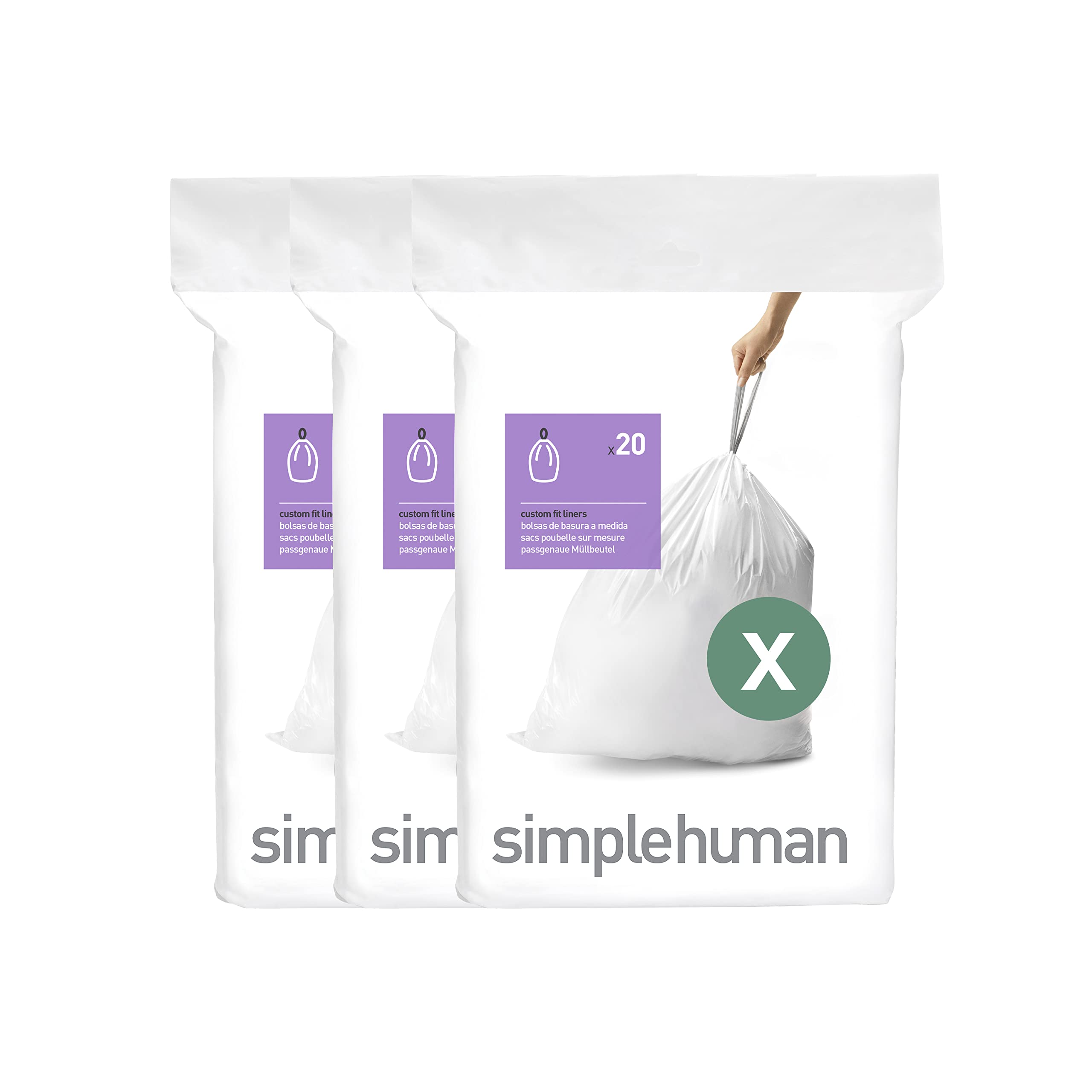 simplehuman-sacchetti-codice-a-su-misura-bianchi-3-confezioni-da-30-90-sacchetti image 8