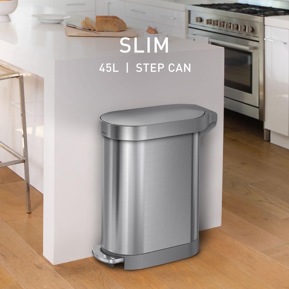 simplehuman-cw2044-cestino-a-pedale-sottile-45-l-acciaio-inox-spazzolato-coperch image 2