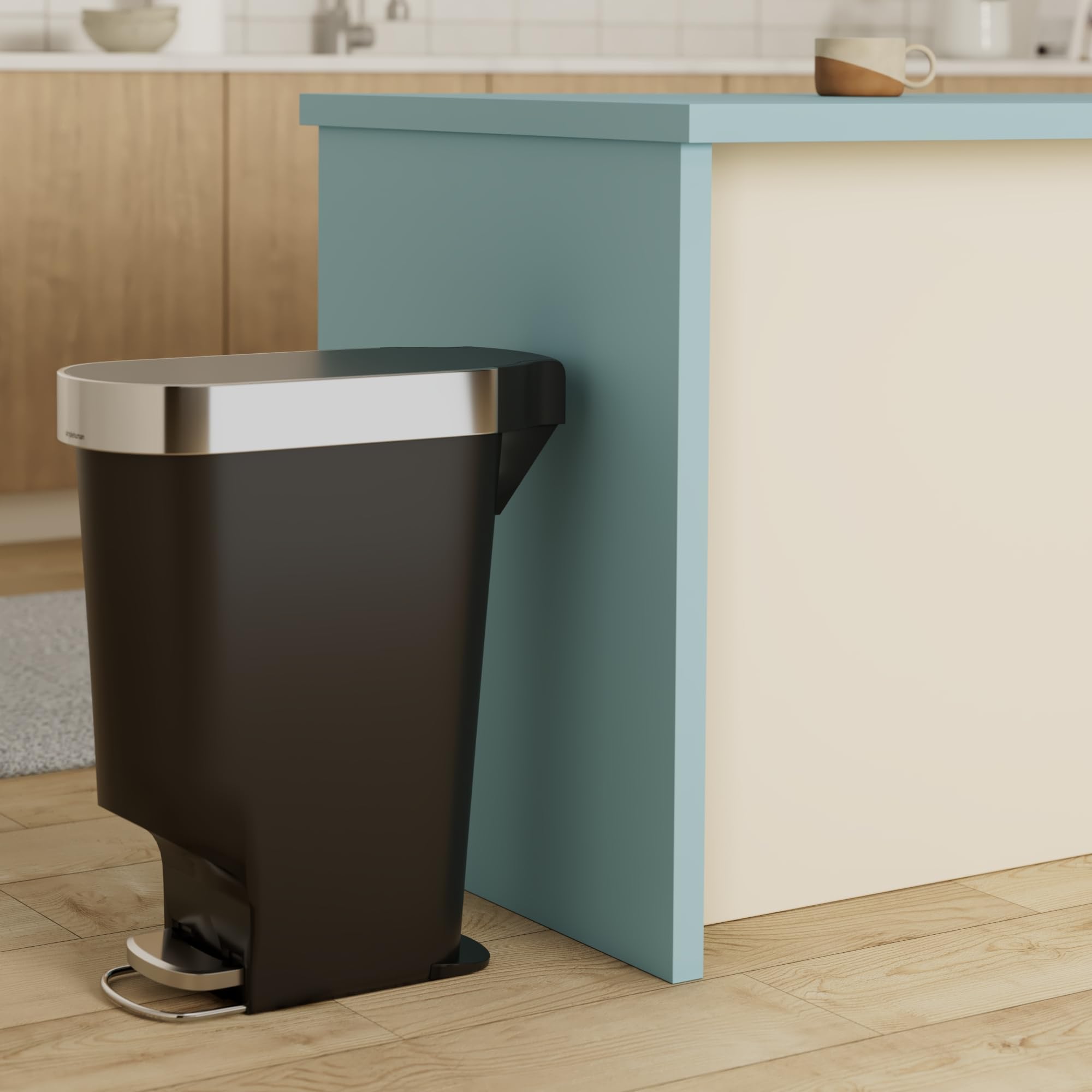 simplehuman-cw1390-cestino-sottile-a-pedale-da-cucina-40-l-plastica-nera-bordo-p image 2