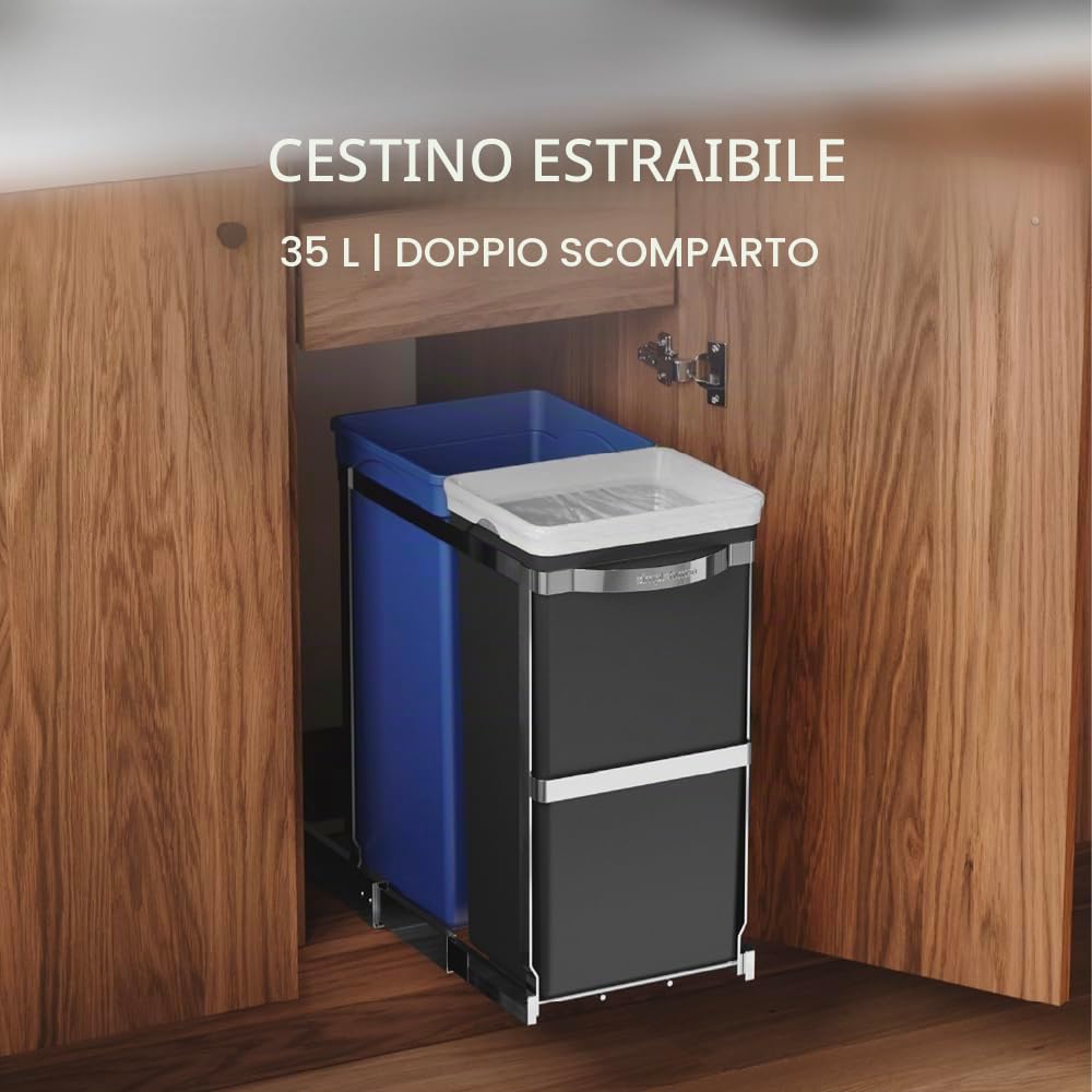 simplehuman-cw1016-cestino-a-scomparsa-sottolavello-per-raccolta-differenziata-e image 2