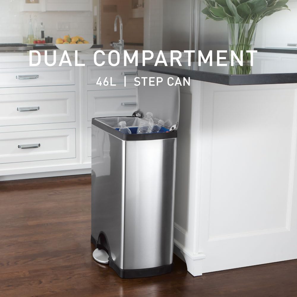 simplehuman-cw1830-cestino-rettangolare-per-raccolta-differenziata-46l-30-16-pat image 2