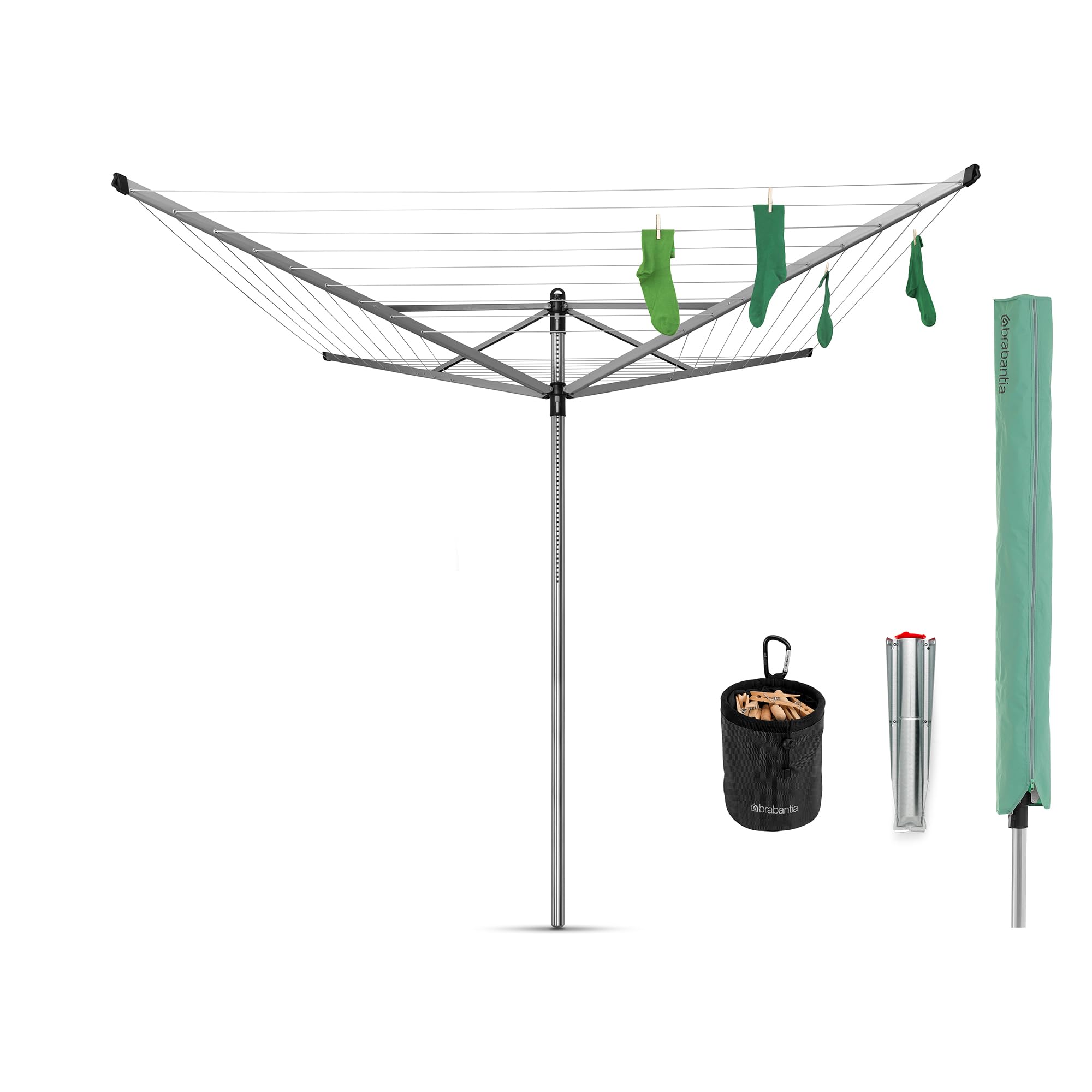 brabantia-lift-o-matic-stendibiancheria-rotante-da-esterno-50m-regolabile-129-18 image 1