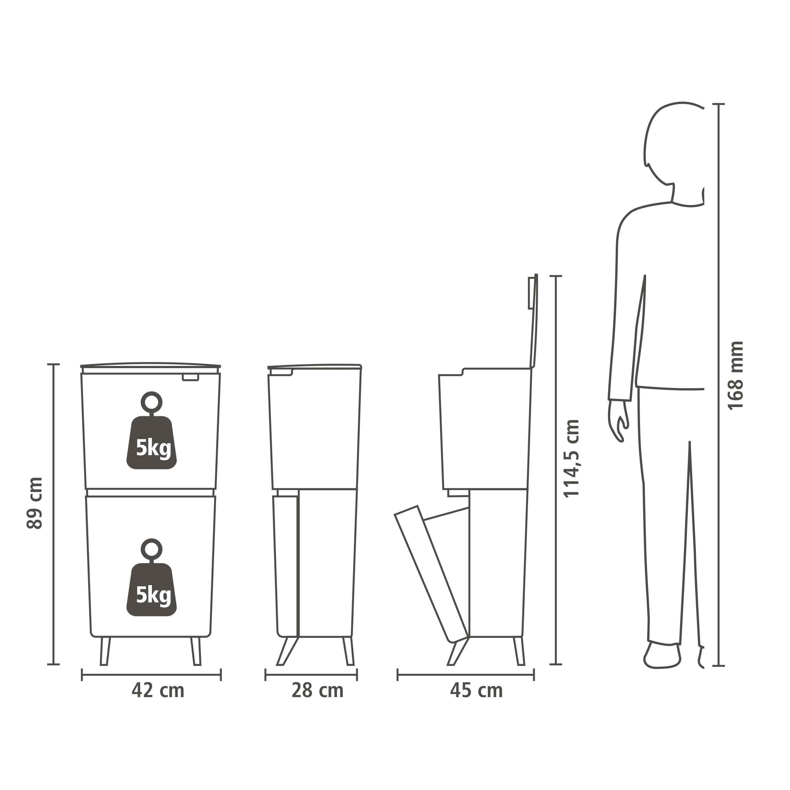 brabantia-sortup-hi-20-25-litri-pattumiera-differenziata-slim-con-2-secchi-rimov image 3