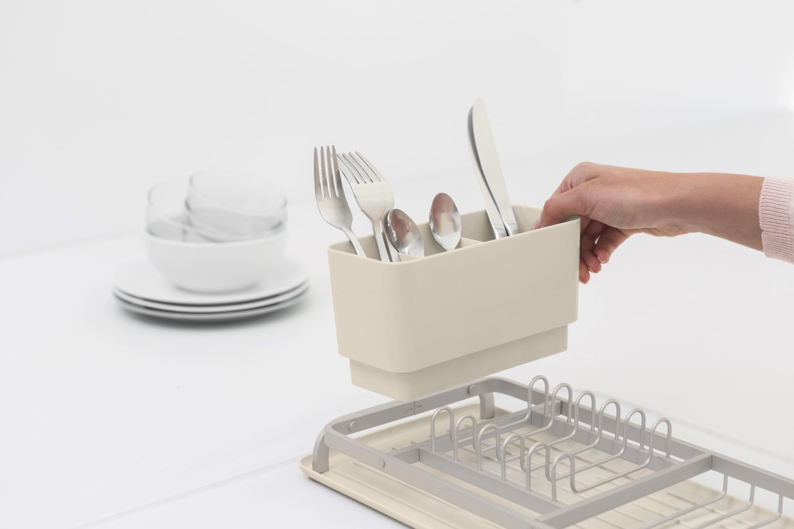 brabantia-scolapiatti-da-lavello-compatto-sinkside-con-cestello-portaposate-rimo image 6